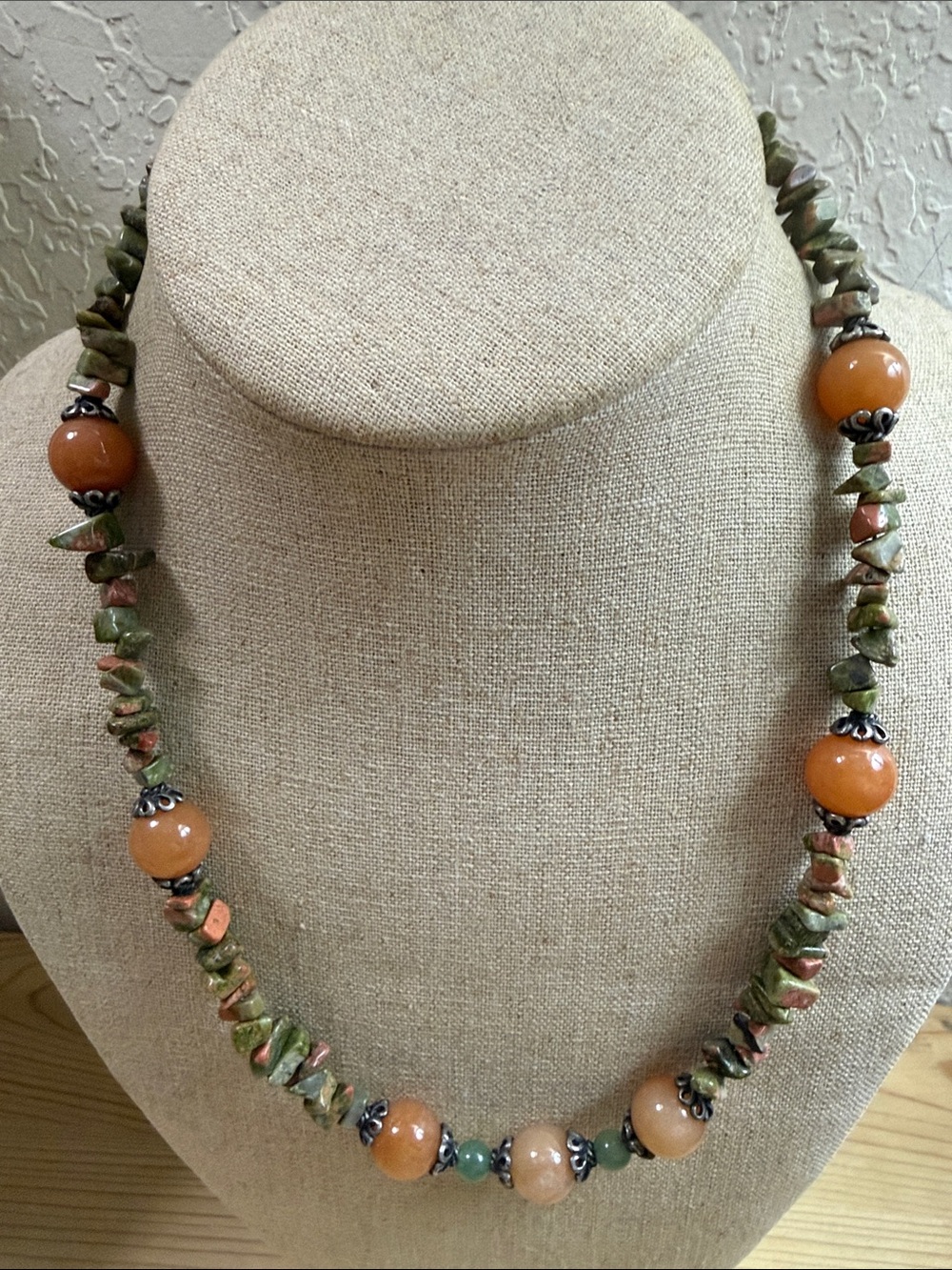 Fashion Jewelry Green and Orange Bead Necklace